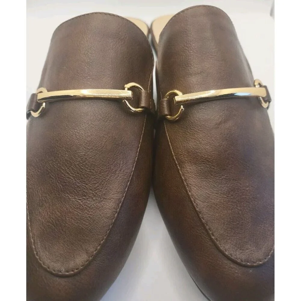 MUSSHOE Loafer for Women Brown Gold Slip on Flats New Without Tag 8.5 MNU‎